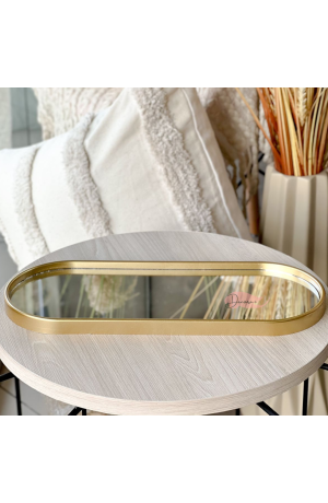 Bandeja Dourada Espelhada Oval