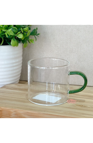 Canecas de Vidro Borossilicato com Alça Verde 80ml