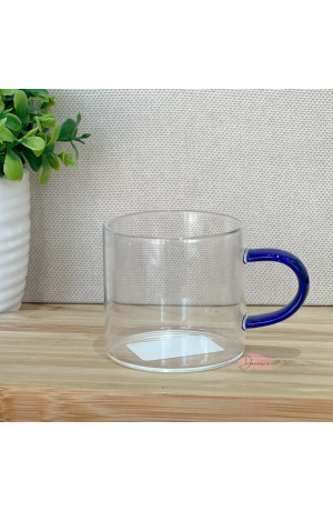 Canecas de Vidro Borossilicato com Alça Azul 80ml