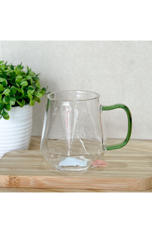 Caneca de Vidro Diamante 330ml c\ Alça Verde