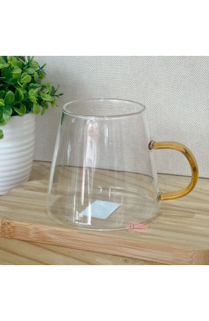 Caneca de Vidro 350ml c\ Alça Ambar
