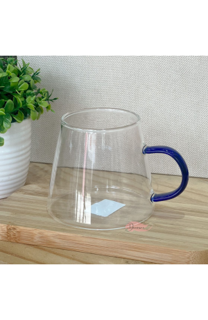 Caneca de Vidro 350ml c\ Alça Azul