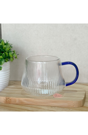 Caneca de Vidro 440ml c\ Alça Azul
