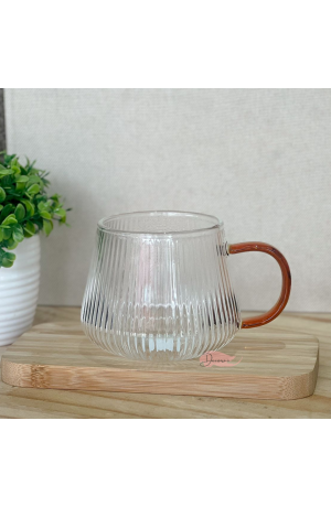 Caneca de Vidro 440ml c\ Alça Marrom