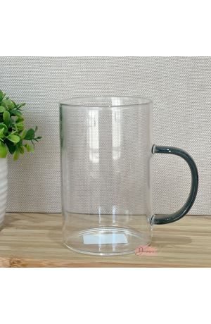 Caneca Vidro com Alça Fumê 350ml