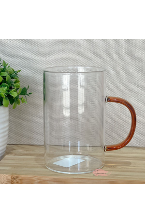 Caneca Vidro com Alça Marrom 350ml