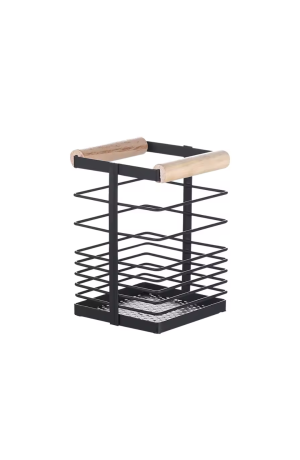 Porta Talheres Preto de Madeira - 10cm X 12cm X 16cm