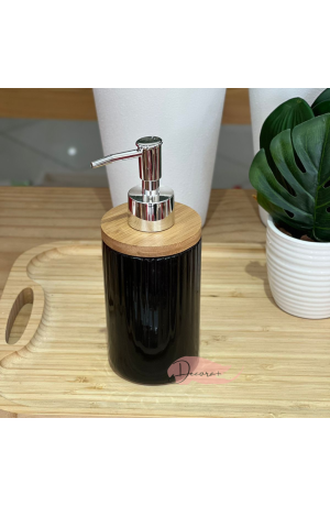 Porta Sabonete Liquido de Cerâmica Preto 250ml - 7cm X 18cm