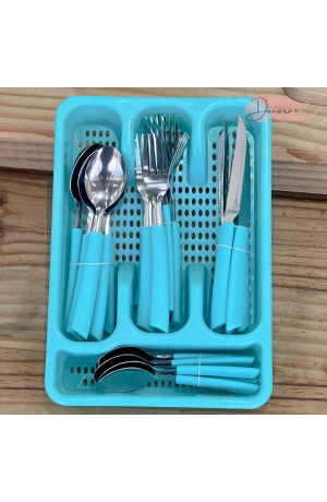 Kit de Talheres em Aço Inox Verde - 25 Pçs