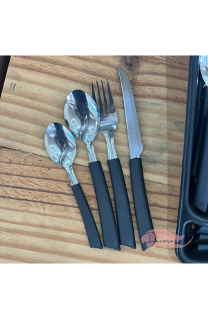 Kit de Talheres em Aço Inox Preto - 25 Pçs