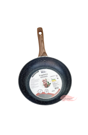 Frigideira Antiaderente Preta com Cabo Marrom - 26cm