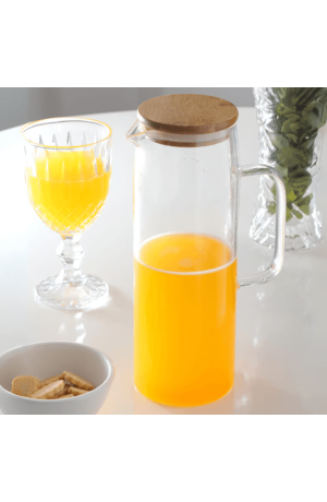 Jarra de Vidro c/ Tampa de Bambu - 1350ml