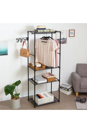 Rack Organizador 3 Andares c/ Cabideiro - 54cm X 35.5cm X 170cm