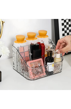 Porta Treco de Acrilico Multiuso 4 Divisórias - 17,5cm x 15cm x 11cm