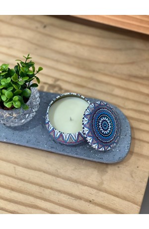 Vela Branca Perfumada de Metal - Mandala 5cm X 7cm / Mod - 2