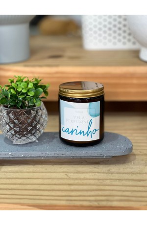 Vela Branca 'Carinho' Lichia e Chá de Vidro - 7cm X 9cm