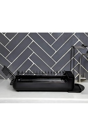 Escorredor de Inox com Bandeja de Plástico - Preto