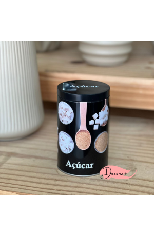 Pote de Metal Redondo Açúcar - Preto 40g 9cm x 14,7cm