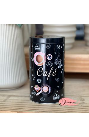 Pote de Metal Redondo Café  - Preto 100g 10,5cm x 19cm