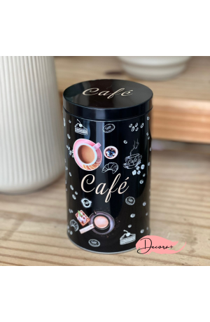 Pote de Metal Redondo Café  - Preto 100g 10,5cm x 19cm