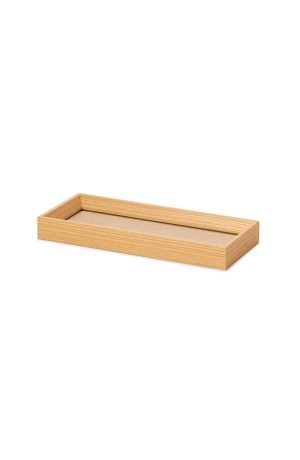 Bandeja Retangular em MDF Natural com Linho 28cm