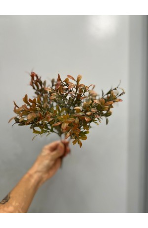 Buquê  de Folhagem Verde c/ Vermelho - 34 cm (Artificial)