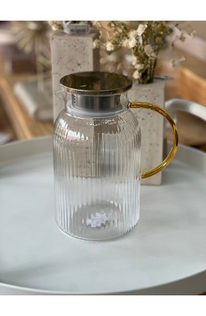 Jarra de Vidro c/Tampa de Metal  Dourada - 1,5L