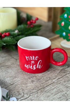 Xicara de Cerâmica Verde  - Papai Noel  Make a Wish 400ml