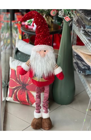 Enfeite Papai Noel de Natal com pernas extensiveis