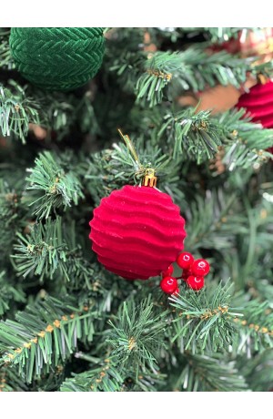 Bola de Natal Camurça Alto Relevo Vermelho Mod 2