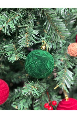 Bola de Natal Camurça Alto Relevo Verde Mod 4