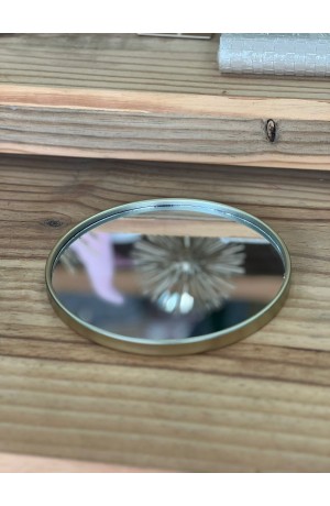 Bandeja Espelhada Redonda de Plástico - Dourada  19,7cm