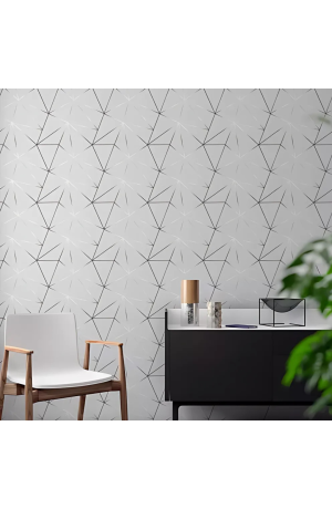 Papel de Parede Autoadesivo Zara Cinza c/ Prata - 5m X 45cm