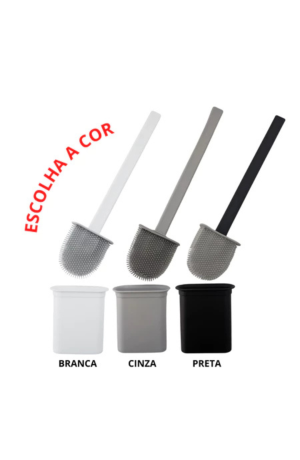Escova Sanitária Branca c/ Suporte e Adesivo Fixador - 8cm x 36cm