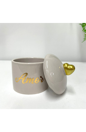 Porta Joia Cinza com Tampa