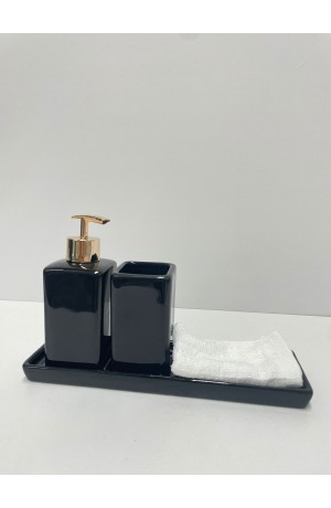 Jogo de Banheiro de Porcelana Preto 4 peças