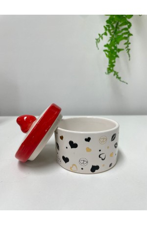Porta Joia Coração de Ceramica com Tampa P