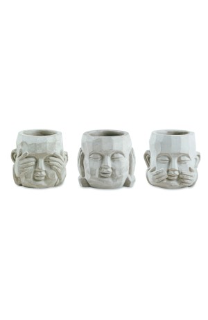 Kit Cachepot Buda Sábio em Cimento