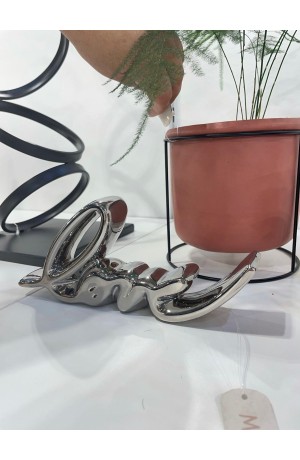 Escultura Love Prata em Cerâmica