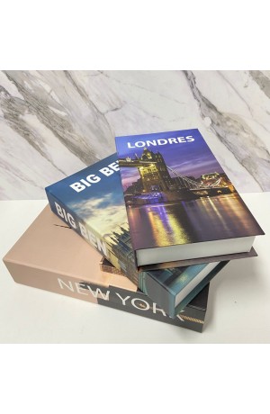 Caixa Livro Decorativa com 3 Peças New York Entardecer