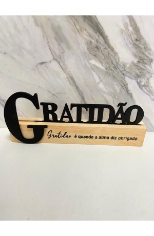 Enfeite Gratidão com Base MDF - Preto