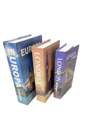 Caixa Livro Decorativa com 3 Peças  Europa / Londres