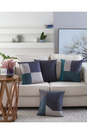 Capa de Almofada Patchwork Estampa 1  Verde/Cinza/Preta