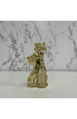 Enfeite Gatinho Dourado Casal